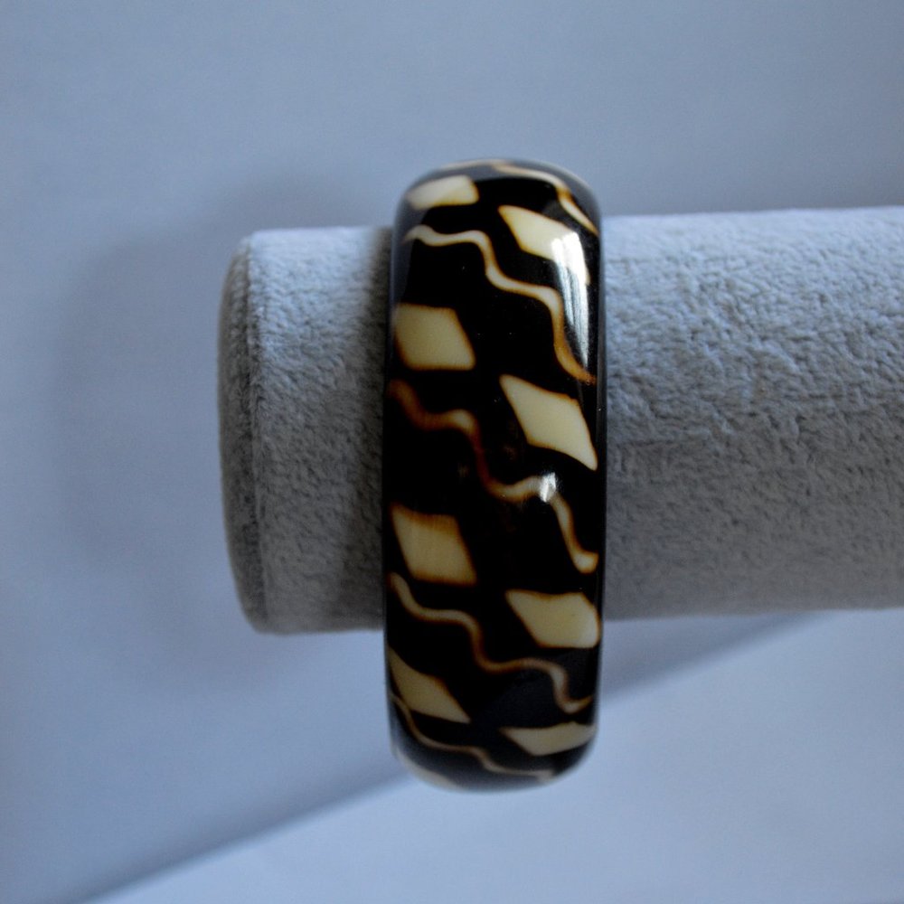 80s Brown & Cream Wide Bangle
